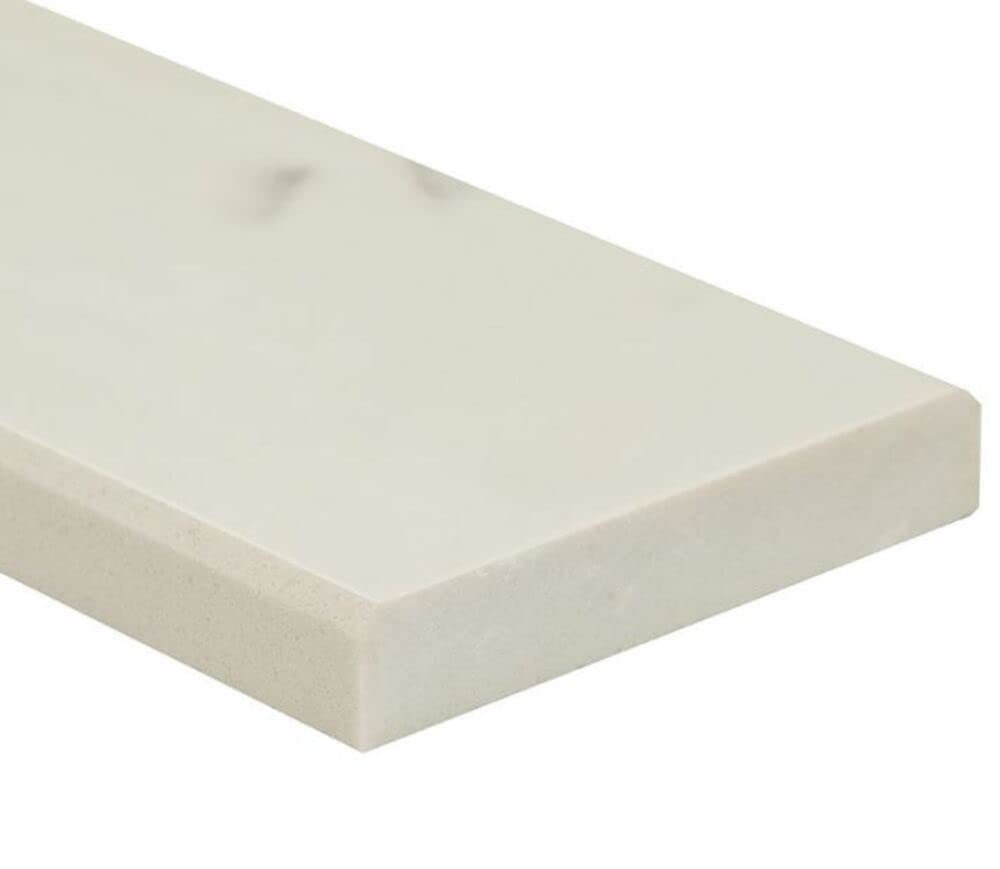 Tenedos Custom Threshold Calacatta Gold Engineered Marble Floor Doorway to Tile Transition, Shower Curb, Polished (Width: 4 inches, Thickness: 0.75 inches)