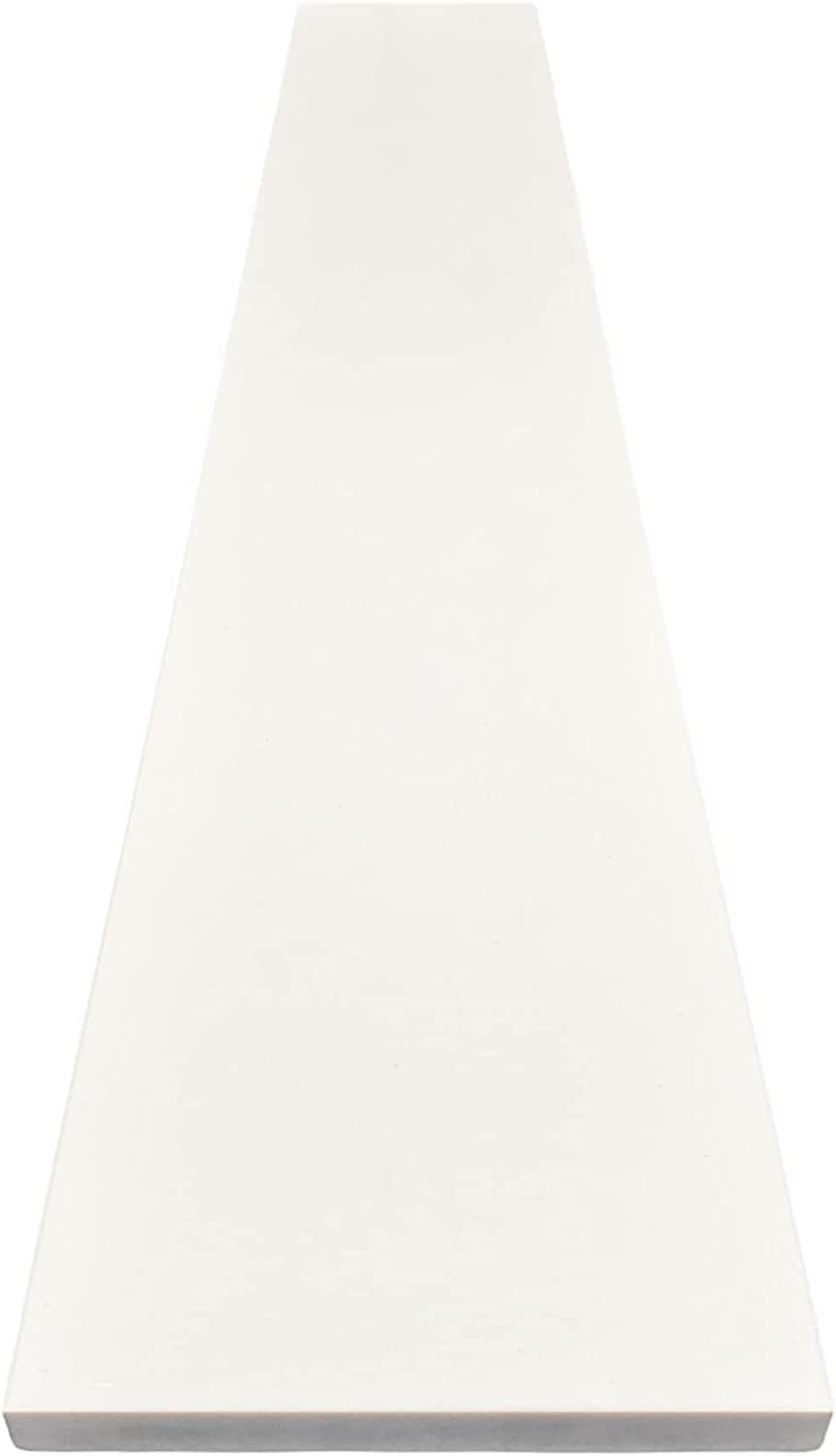 Tenedos Solid White Engineered Marble Doorway Floor Threshold Saddle Polished, for Shower Curb, Bathroom Vanity Backsplash, Window Sill, Maintenance Free, Stain Resistant (4' x 48')
