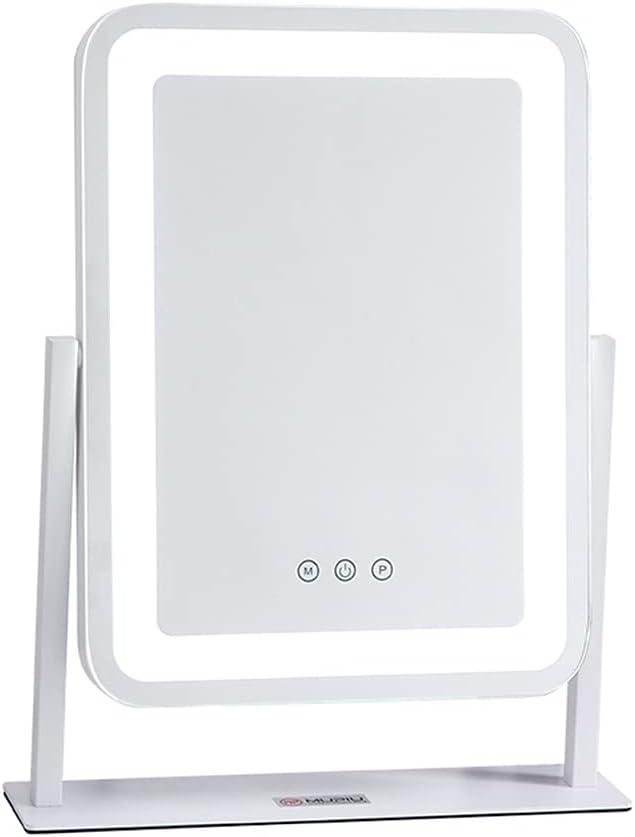 Hollywood Vanity Mirror with LED Lights Women Lighted Makeup Mirror Touch Control Dimmable 3 Color Lighting 360°Rotation Tabletop Mirror for Dressing Table(Size:40CM)