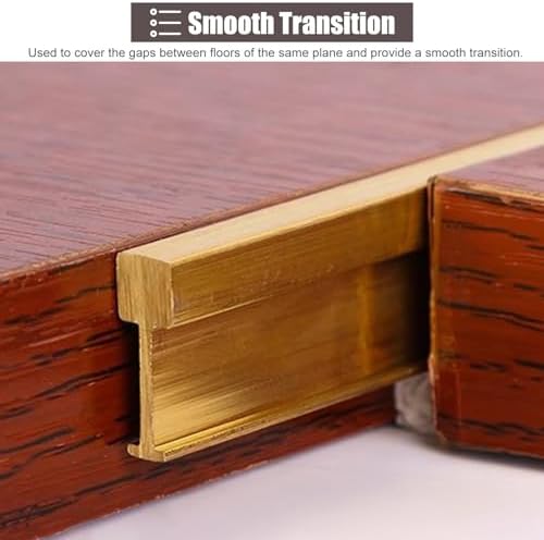 Brushed Brass Floor Transition Strip - T-Molding Seam Binder for Tile to Wood, Laminate Flooring & Entry Doorways - Durable Threshold Cover for Seamless Finishes