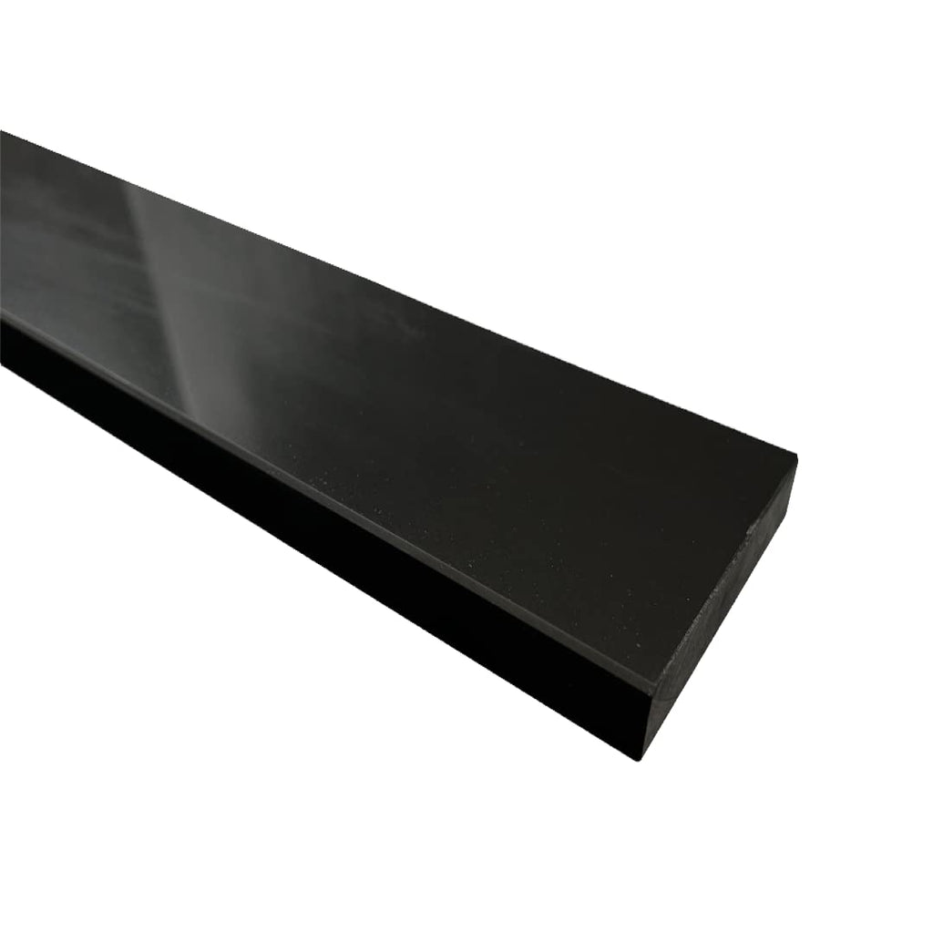 Tenedos Solid Black Engineered Marble Custom Length Shower Curb Threshold Tile Polished for Doorway Floor Transition, Bathroom Vanity Backsplash, Sill (Width: 5 inches, Thickness: 5/8 inches)