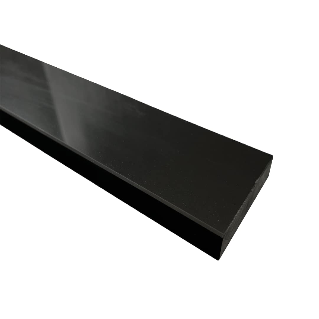 Tenedos Solid Black Engineered Marble Custom Length Shower Curb Threshold Tile Polished for Doorway Floor Transition, Bathroom Vanity Backsplash, Sill (Width: 5 inches, Thickness: 5/8 inches)