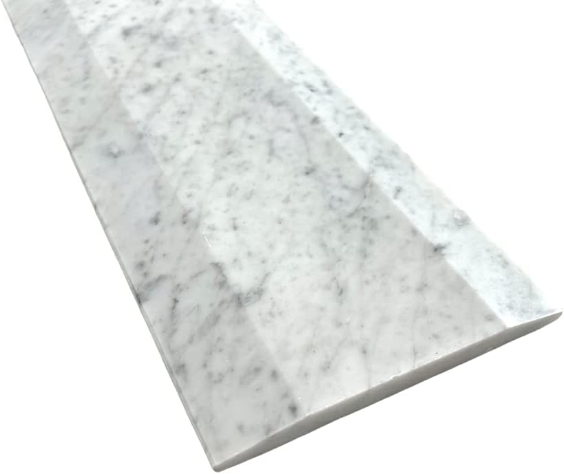 Tenedos Carrara Bianco Marble Double Bevel Hollywood Doorway Floor Transition Threshold (Marble Saddle) Polished - (4x36)