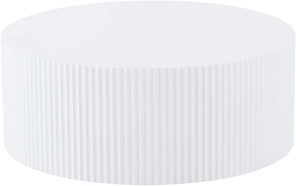 JUSTONE Set of 3 White Round Coffee Table Set Side Table End Table for Living Room, Drum Round 3 Peice Nesting Coffee Modern Coffee Table for Apartment Office,No Assembly (3PCS,White)