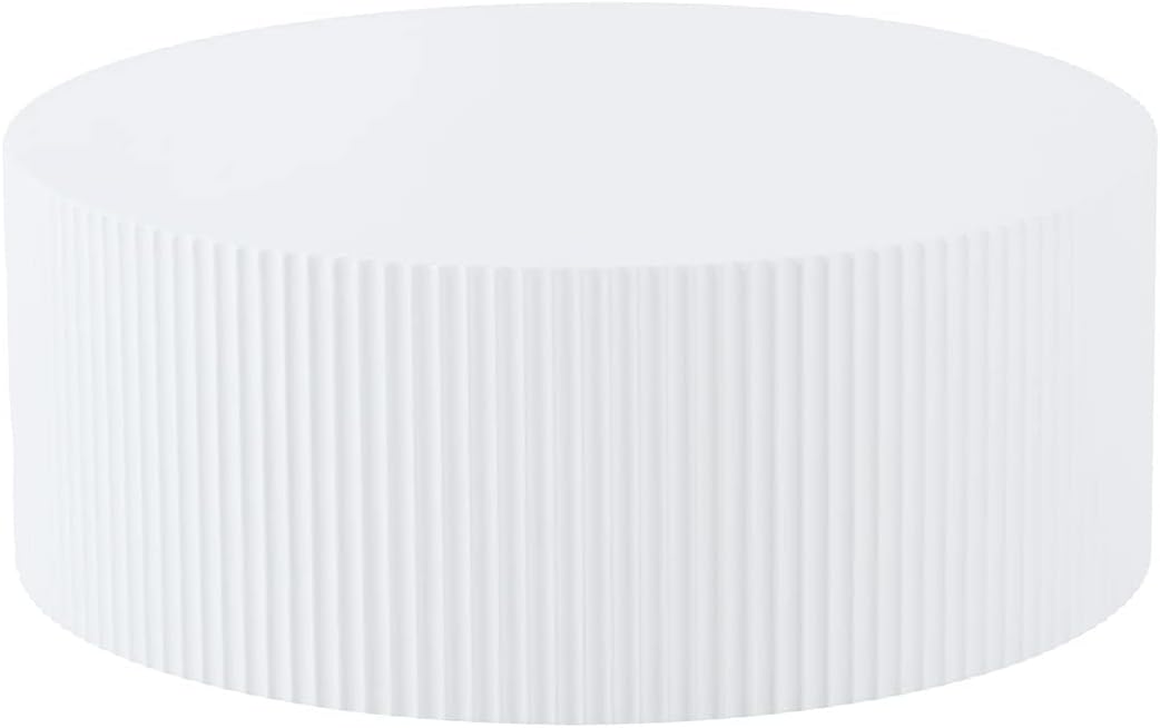 JUSTONE Set of 3 White Round Coffee Table Set Side Table End Table for Living Room, Drum Round 3 Peice Nesting Coffee Modern Coffee Table for Apartment Office,No Assembly (3PCS,White)