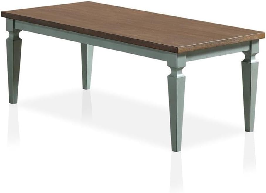 BOWERY HILL Transitional Wood 3-Piece Coffee Table Set, Antique Blue and Oak Finish, MDF and Acacia Wood Tops, Includes Coffee Table and 2 End Tables, Two-Tone Design Living Room Furniture
