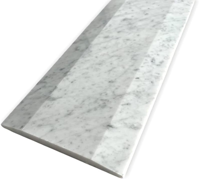 Tenedos Carrara Bianco Marble Double Bevel Hollywood Doorway Floor Transition Threshold (Marble Saddle) Polished - (4x36)