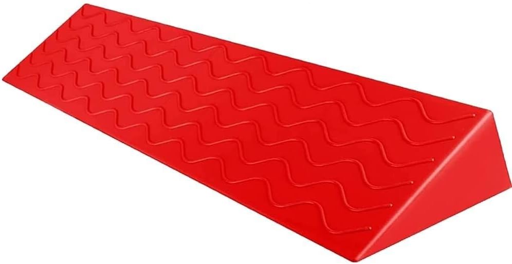 Extra Wide Rubber Wheelchair Ramp for Home, 4' Rise Threshold Ramp with Non-Slip Textured Surface, Red Curb Ramp, 99 x 22 x 10cm