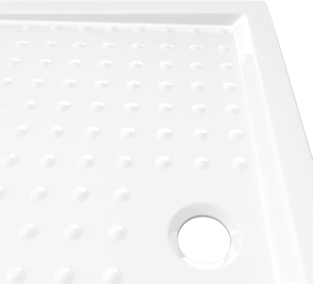 Gecheer Shower Base Tray with Dots, Low Threshold White ABS Shower Pan, 31.5 x 39.4 x 1.6 Inches, Slip-Resistant, Easy-Clean Bathroom Floor Drain Receptor