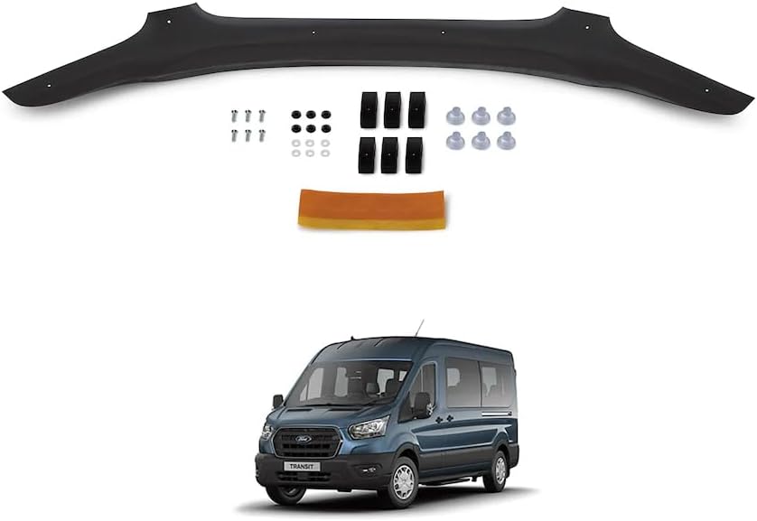 For Ford Transit 2018 2019 2020 2021 2022 2023 2024 Bonnet Protector Guard Front Bug Shield Hood Deflector Hood Stone Hood Shields Piano Black, HD1001