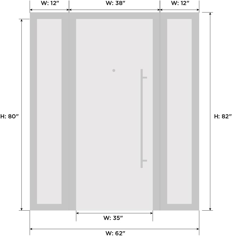 VDOMDOORS Front Exterior Prehung Steel Door/Deux 6078 Black Enamel / 2 Side Exterior Windows Sidelites/Entry Metal Modern Painted W12+36+12' x H80 Right Hand Inswing
