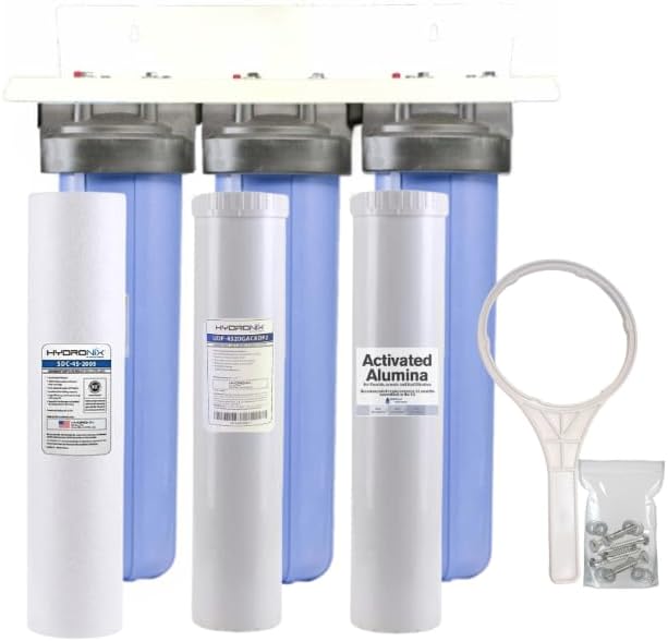 AFWFilters 20-inch 3 Stage High Flow Whole House Filter for Fluoride, Arsenic, Chlorine, & Heavy Metal Removal; Whole House City Water Filtration System