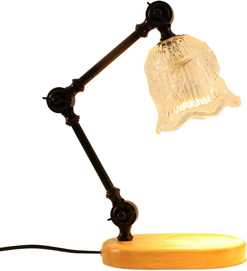 Vintage Lamp Glass Bedside Nightstand Bedroom Lighting Fixture, Swing Arm Desk Reading Lights for Living Room Bar Party Coffee Shop Tabletop Romantic Atmosphere Lamps Table