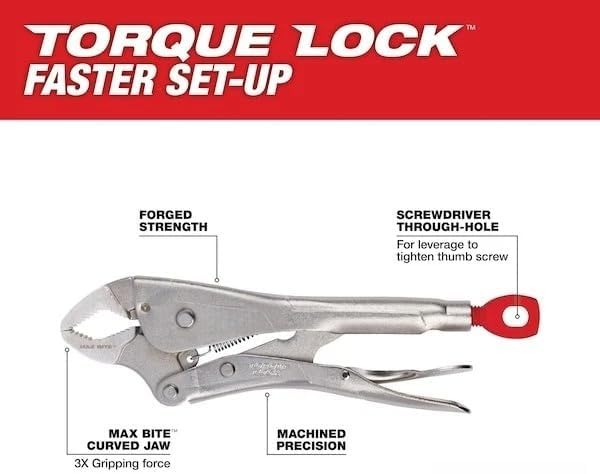 10PC 48-22-3690 for Milwaukee Forged Alloy Steel Locking Pliers Kit Silver - w/Ergonomic Handles