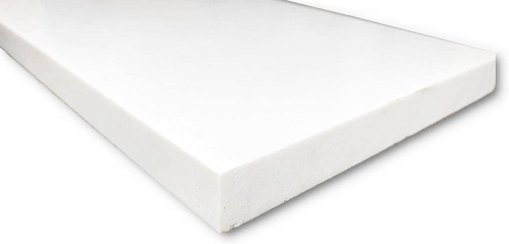 Tenedos Solid White Engineered Marble Doorway Floor Threshold Saddle Polished, for Shower Curb, Bathroom Vanity Backsplash, Window Sill, Maintenance Free, Stain Resistant (4' x 48')
