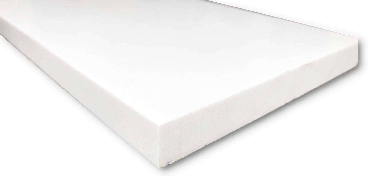 Tenedos Solid White Engineered Marble Doorway Floor Threshold Saddle Polished, for Shower Curb, Bathroom Vanity Backsplash, Window Sill, Maintenance Free, Stain Resistant (4' x 60')