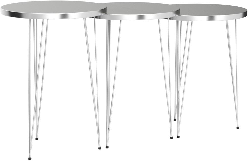 Set of 3 Nesting End Tables Round Wood Stacking Coffee Side Accent Table with Metal Legs for Living Room, Home Office, Nightstands for Bedroom