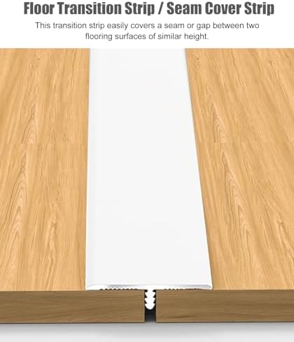 White Aluminum T-Molding Transition Strip for Wood to Tile, Waterproof Floor Gap Cover Edging Trim, Doorway Threshold Bar - 90cm (35.4')