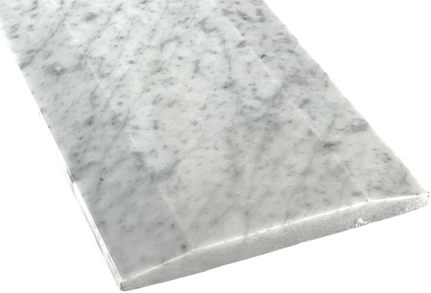Tenedos Carrara Bianco Marble Double Bevel Hollywood Doorway Floor Transition Threshold (Marble Saddle) Polished- (5x36)