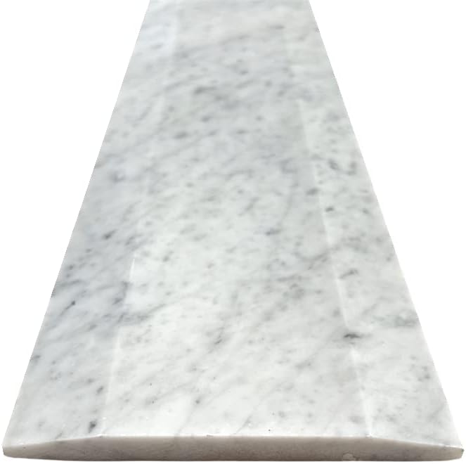 Tenedos Carrara Bianco Marble Double Bevel Hollywood Doorway Floor Transition Threshold (Marble Saddle) Polished - (6x36)