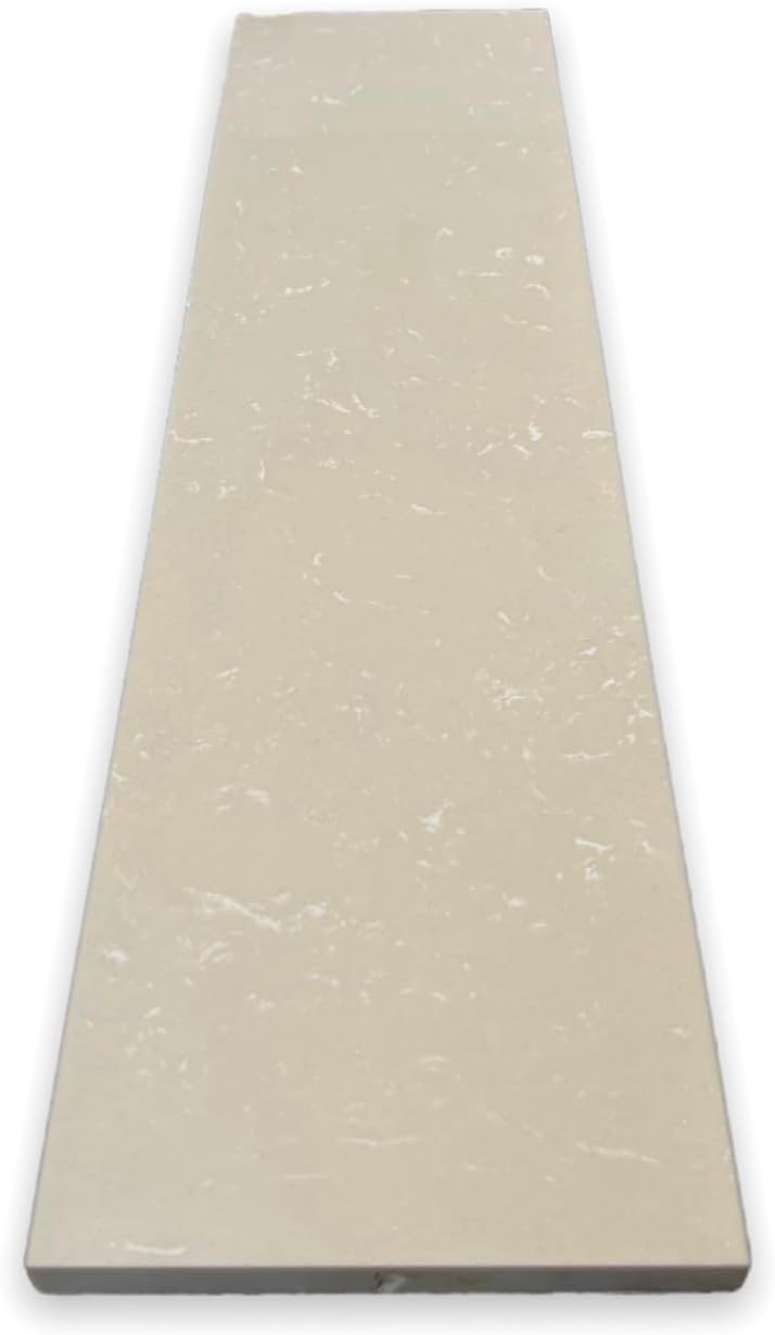 Tenedos Threshold Shower Curb Custom Cut Size Crema Beige Engineered Marble Stone Polished Doorway Floor Transition Tile for Bathroom Vanity Backsplash, Window Sill, Niche (Thickness 5/8)