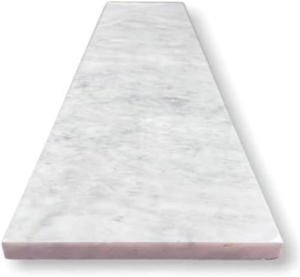 Tenedos Carrara Marble Threshold Tile (Marble Saddle) Honed Finish for Shower Curb, Doorway Floor Transition, Bathroom Vanity Backsplash, Window Sill, Custom Length and Width (Thickness: 0.75 inches)