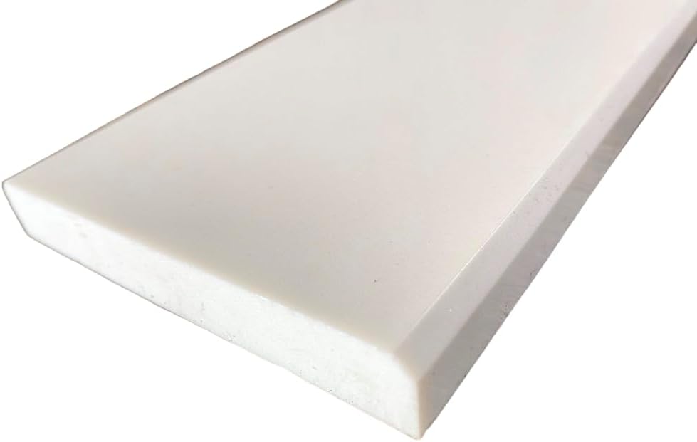 Tenedos Solid White Engineered Marble Doorway Floor Threshold Saddle Polished, for Shower Curb, Bathroom Vanity Backsplash, Window Sill, Maintenance Free, Stain Resistant (4' x 24')