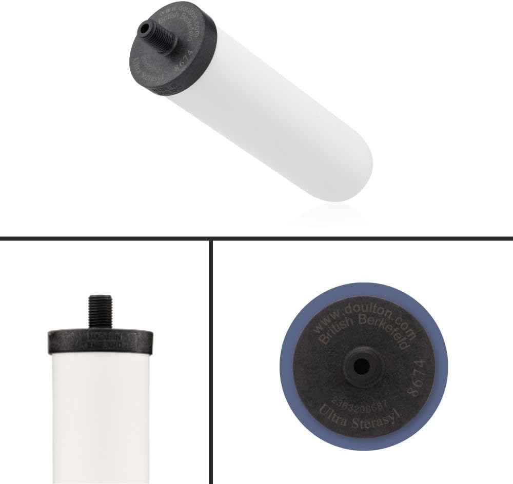British Berkefeld Doulton 8674 Ultra Sterasyl Ceramic Filter Candle for Countertop Gravity Water Filter System Short Mount 7' - 4 Pack