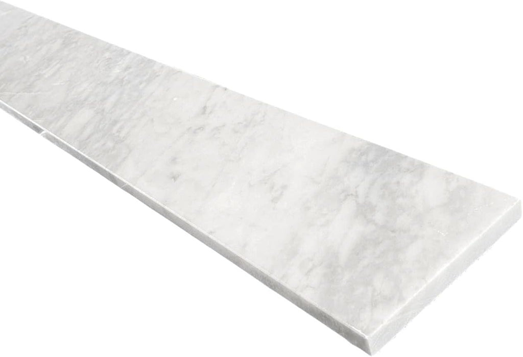 Tenedos 6x60 Marble Threshold Shower Curb Italian Carrara Bianco Greyish Floor Transition Tile (Saddle) Polished for Doorway, Bathroom Vanity Backsplash, Window Sill