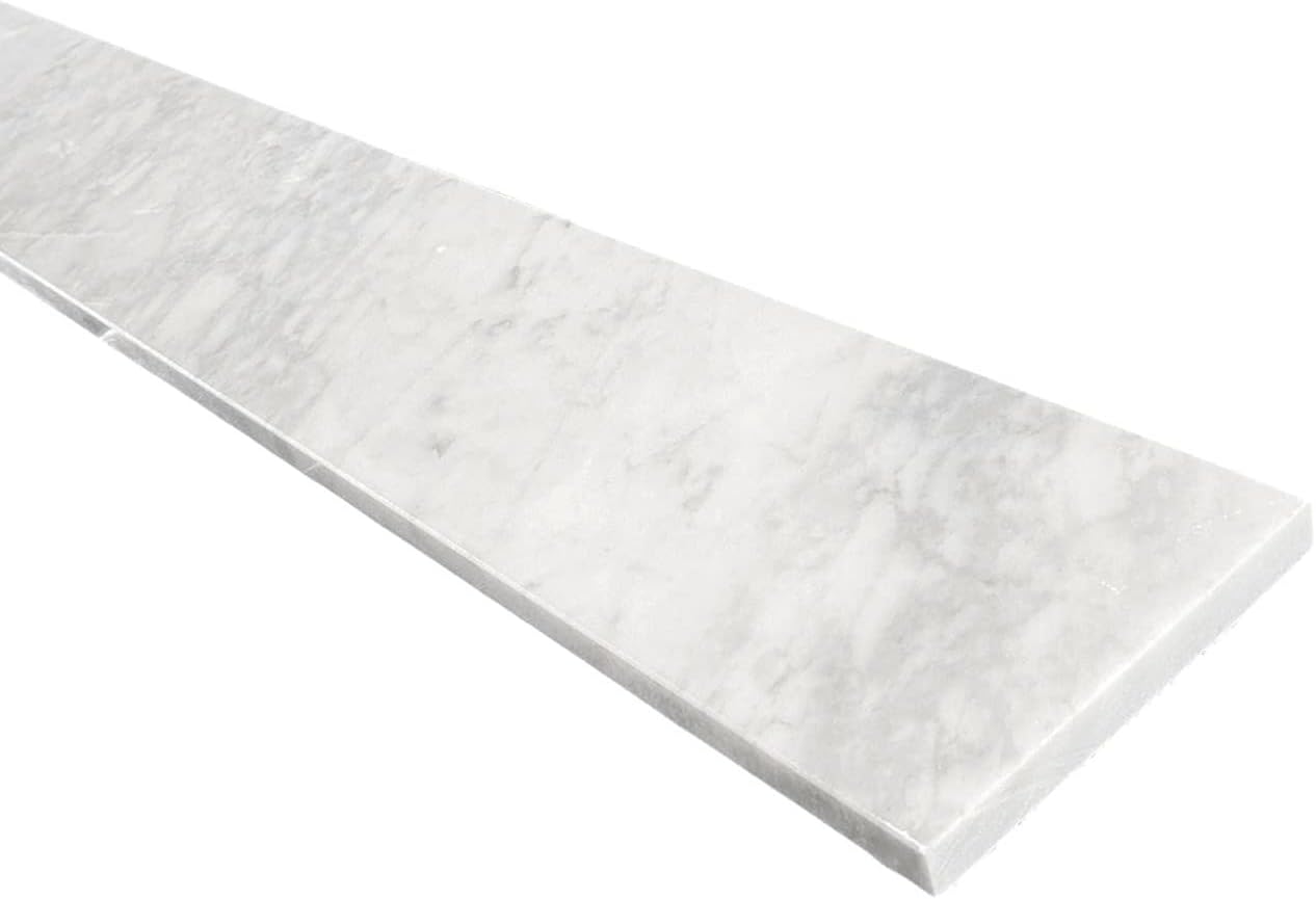 Tenedos 6x60 Marble Threshold Shower Curb Italian Carrara Bianco Greyish Floor Transition Tile (Saddle) Polished for Doorway, Bathroom Vanity Backsplash, Window Sill