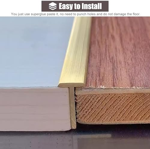 Brushed Brass T-Molding Transition Strip - Seam Binder for Wood & Tile Flooring, Entry Doorways, Laminate Floor Threshold Cover, Durable & Stylish Edge Protector