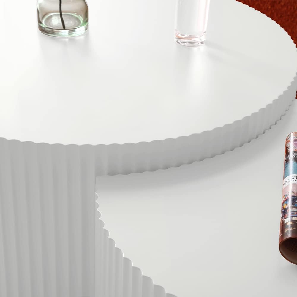 Nesting Coffee Table Set of 2, Modern Round Coffee Table End Table Set for Living Room, Wood Circle Drum Side Table,White