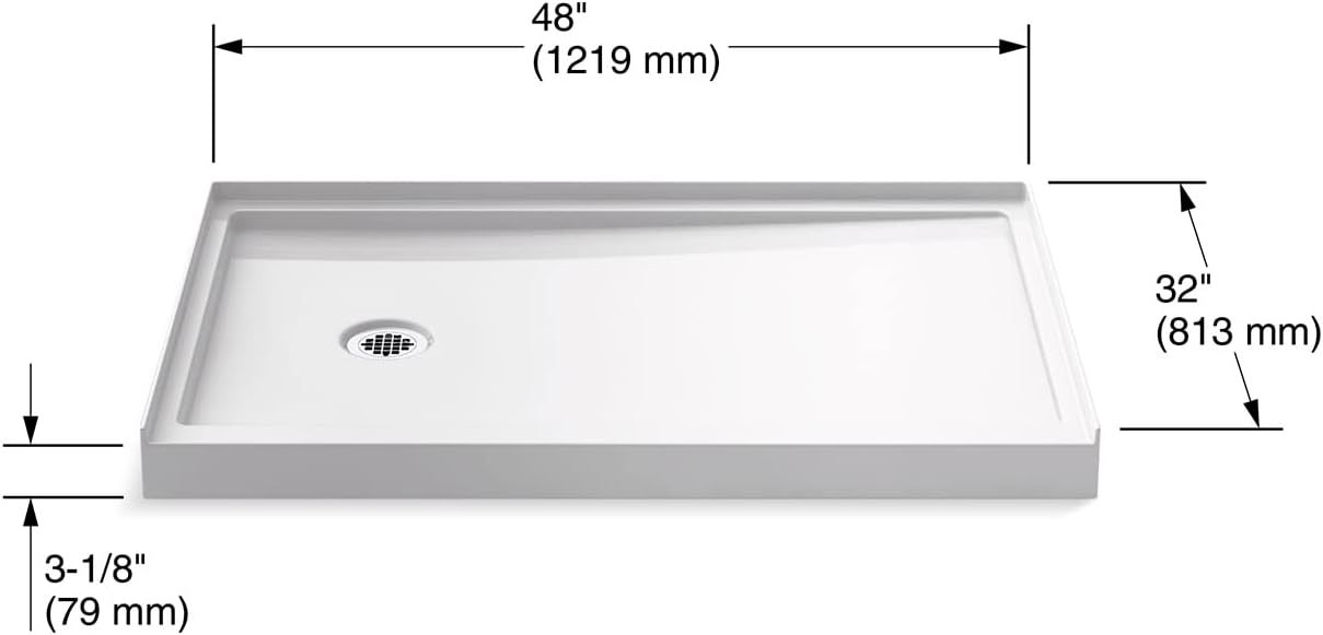 KOHLER 48' x 32' single-threshold shower base with left-hand drain