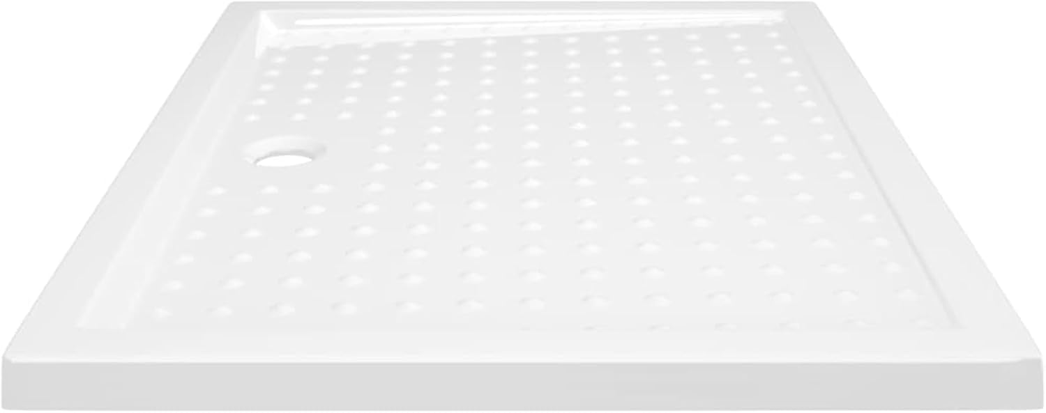 Gecheer Shower Base Tray with Dots, Low Threshold White ABS Shower Pan, 31.5 x 39.4 x 1.6 Inches, Slip-Resistant, Easy-Clean Bathroom Floor Drain Receptor