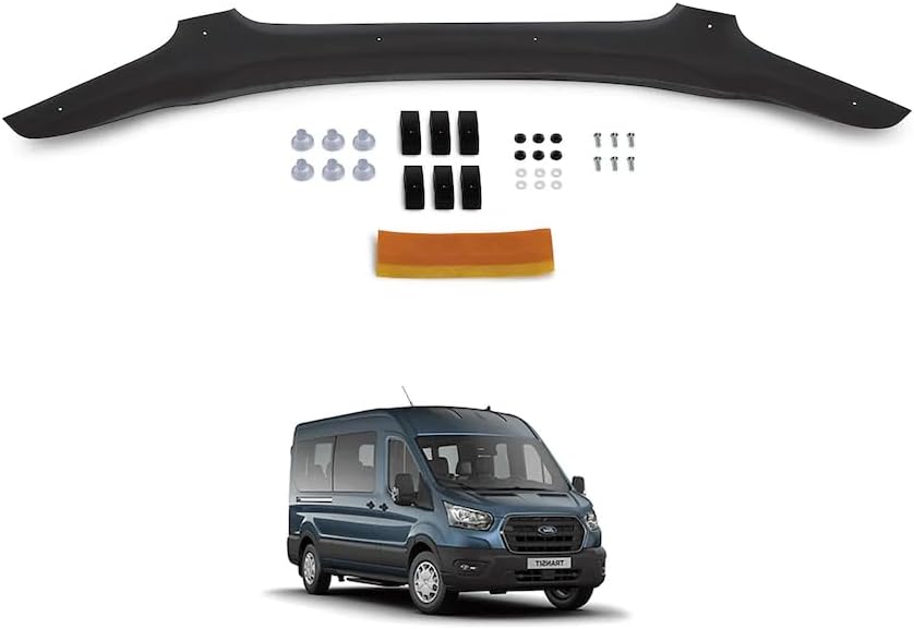 Bonnet Protector for Ford Transit 2018–2024 – Piano Black Hood Deflector Bug Shield Stone Guard – Custom Fit Front Protection