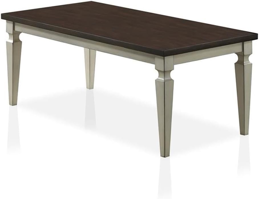 Bowery Hill 3-Piece Coffee Table Set, Antique White and Brown Finish, MDF and Wood, Includes Coffee Table and 2 End Tables, Transitional Style, Living Room Furniture with Two-Tone Design, Tapered Legs