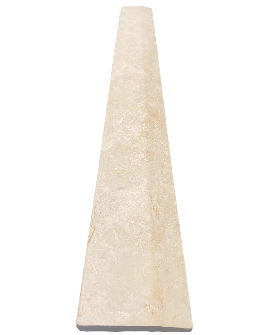 Tenedos Durango Cream Ivory Light Travertine Marble Threshold 4'x36' Single Hollywood Style Filled & Honed Finish for Shower Curb, Doorway, Floor Transition