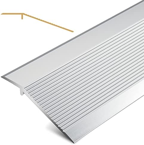 72' Wood to Tile Transition Strip - Aluminum Alloy Floor Threshold for Doorways, Perfect for Laminate & Hardwood Floors, Durable Silver Arc Design