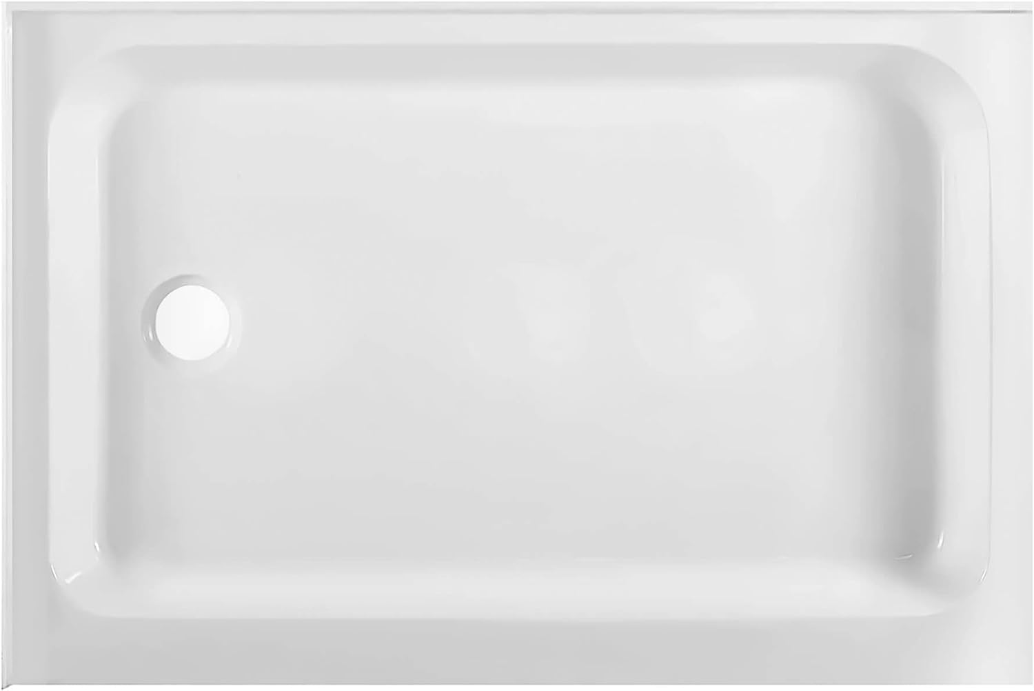 Fine Fixtures 42' x 30' Double Threshold Acrylic Shower Base with Non-Slip Textured Surface Left Hand Flange and Drain - Durable White Shower Floor Pan for Safe, Reliable Bathroom Use