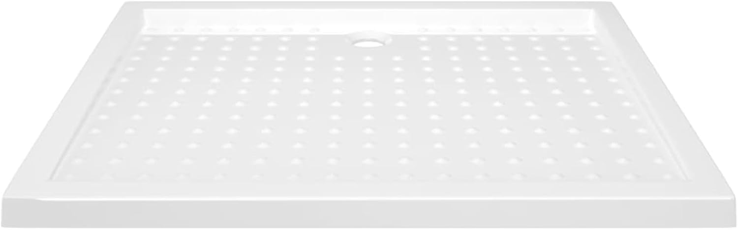 Gecheer Shower Base Tray with Dots, Low Threshold White ABS Shower Pan, 31.5 x 39.4 x 1.6 Inches, Slip-Resistant, Easy-Clean Bathroom Floor Drain Receptor
