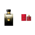 Versace Pour Homme Oud Noir 3.4 oz Eau de Parfum Spray & Eros Flame for Men 3.4 oz Eau de Parfum Spray
