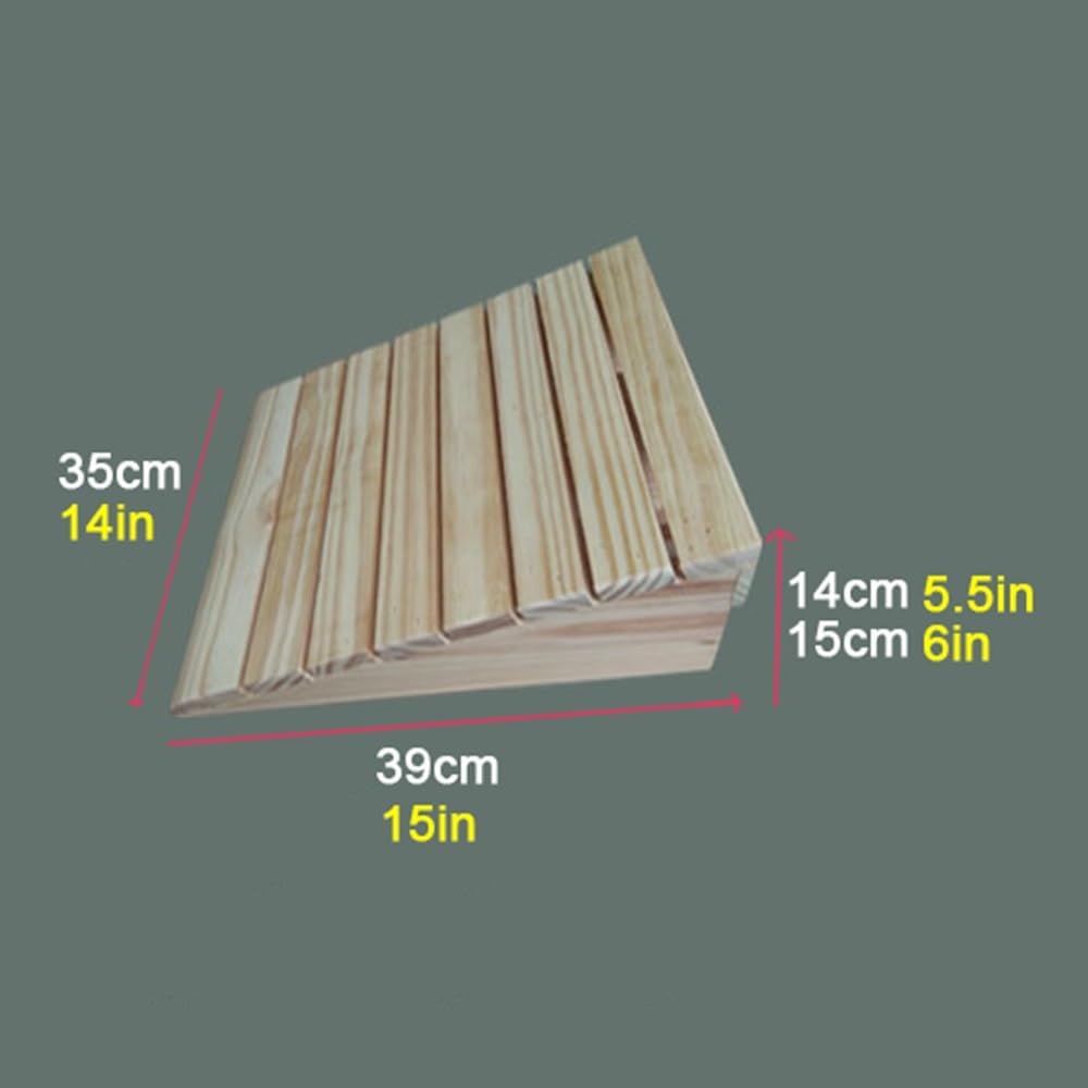 Solid Wood Threshold Ramp for Doorways 3' 4' 5' 6' Rise, Portable Curb Ramp Entry Ramps, Wood Wheelchair Ramps for Steps/Front Door/Stair(35x39x14cm/14x15x5.5in)