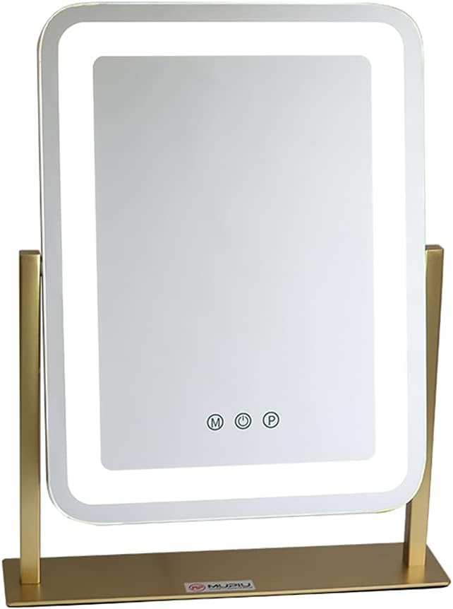 Women Vanity Mirror with Personal Makeup Mirror with Smart Touch Control 3 Color Lighting Modes Tabletop Mirror with 360°Rotating Stand(Size:30CM)