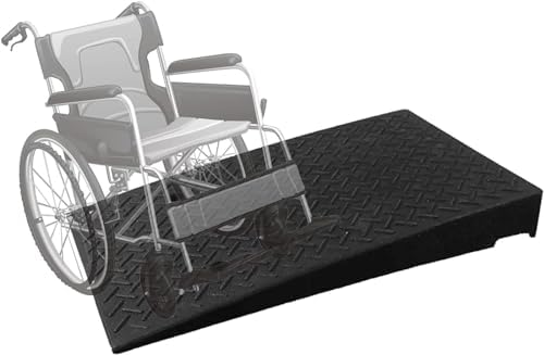 Wheelchair Ramp, Non-Slip Rubber Threshold Ramp for Driveway and Doorways, 39in Depth, 4in-8in Rise Safety Transition Ramp