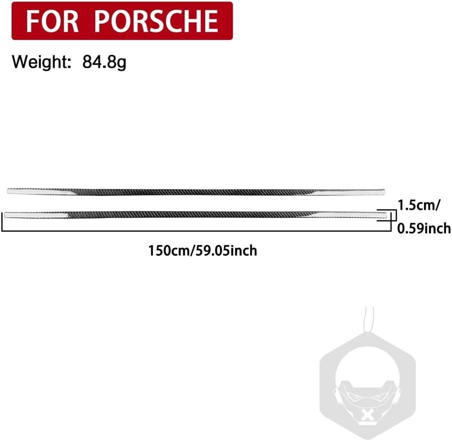 2pcs Car Roof Trim Trim on Both Sides Black&Red Color Carbon Fiber Decoration Compatible with Porsche 911 992 2019-2023 Models Car Accessories(Black Carbon Fiber)