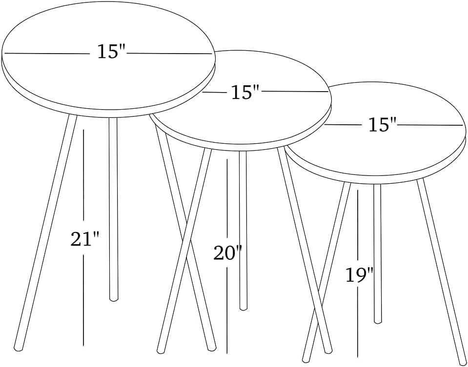 Set of 3 Nesting END Tables - Round Stacking Coffee Side Tables for Small Spaces, Nightstand Bedside Table for Living Room, Bedroom, Living Room, Balcony, NO-Tools Assembly (White/Gold)