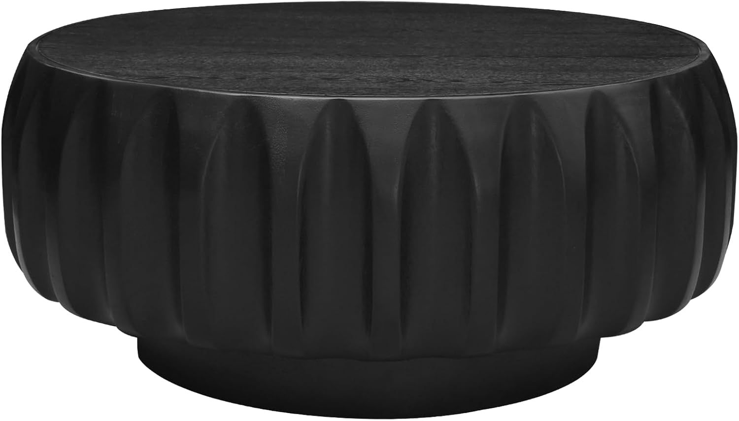 Round Wood Coffee Table, Handcraft Drum Tea Center Table for Living Room, Modern Circle Wooden Cocktail Table for Small Space, Easy Assembly