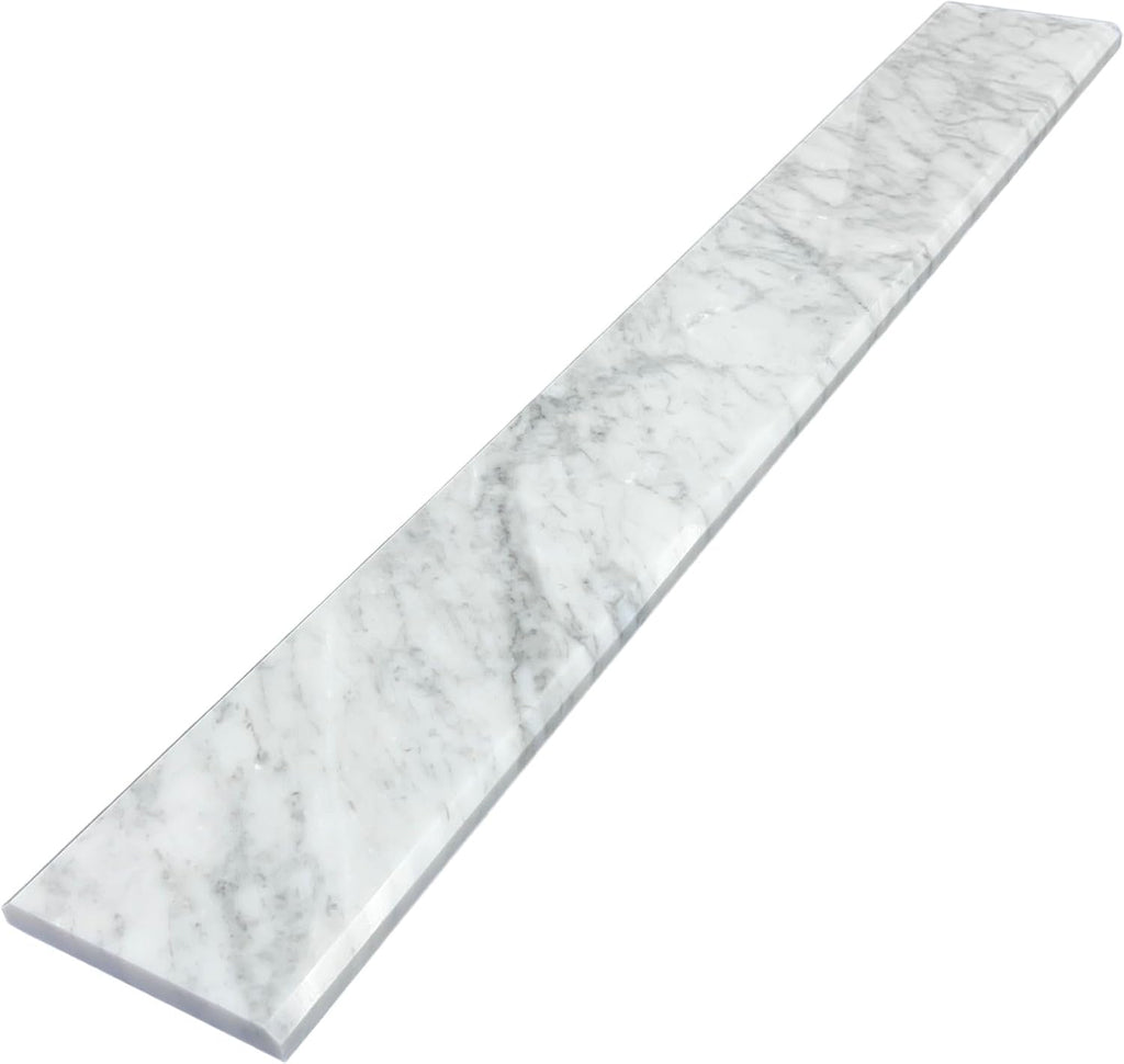 Italian White Carrara Polished Marble Threshold Double Bevel for Floor Transitions (5' x 48')