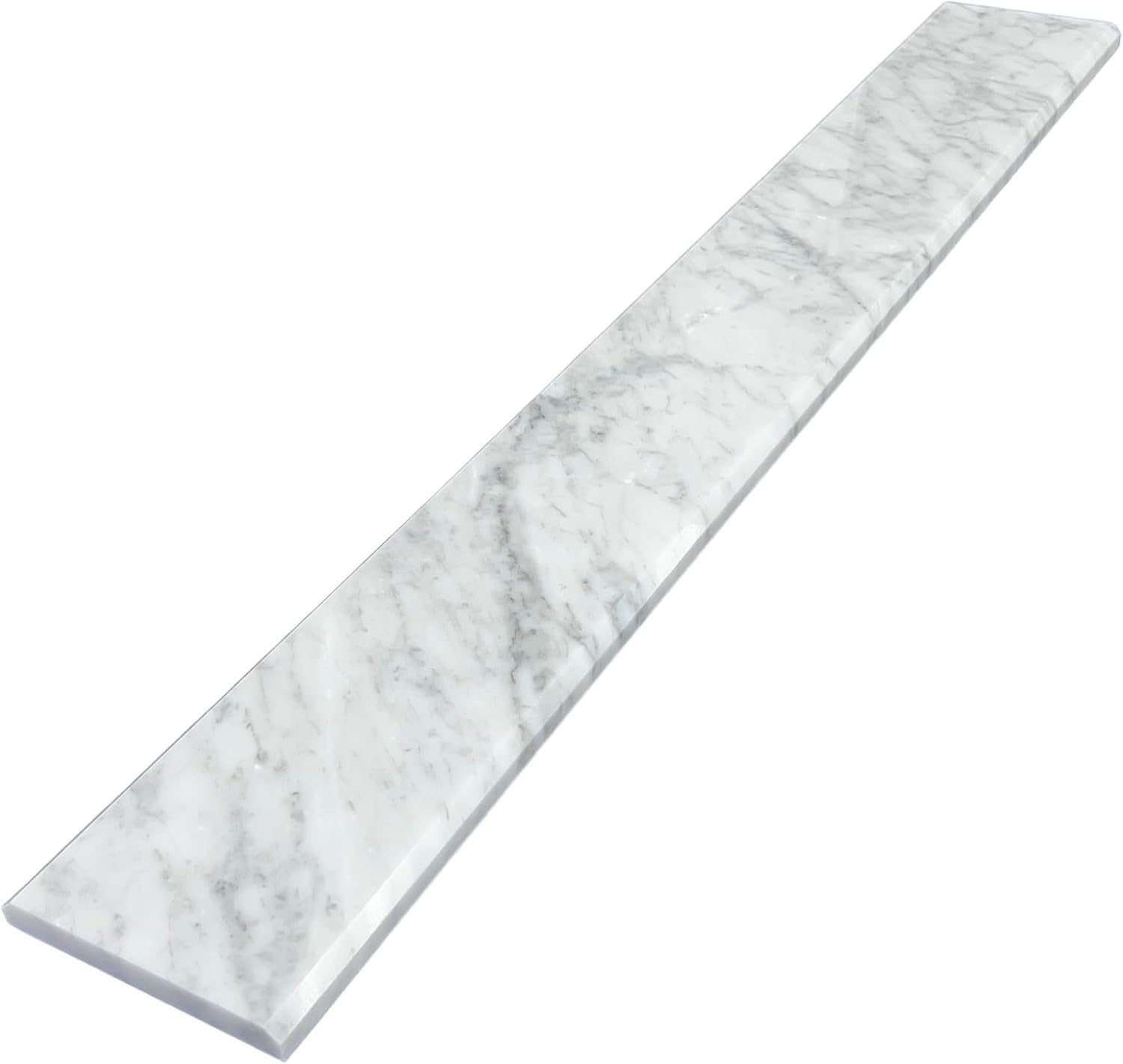 Italian White Carrara Polished Marble Threshold Double Bevel for Floor Transitions (6' x 60')
