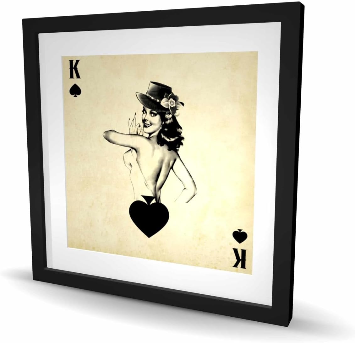 Begin Home Decor C1FM2424MLCB09 24 x 24 in. King of Spades - Black Sports & Games Framed Matted Print